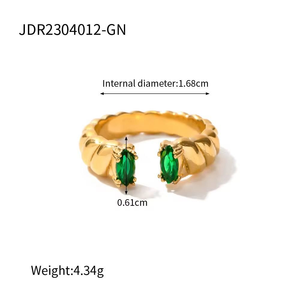Emerald Ring 316L Stainless-Steel Gold-Plated - Image 2