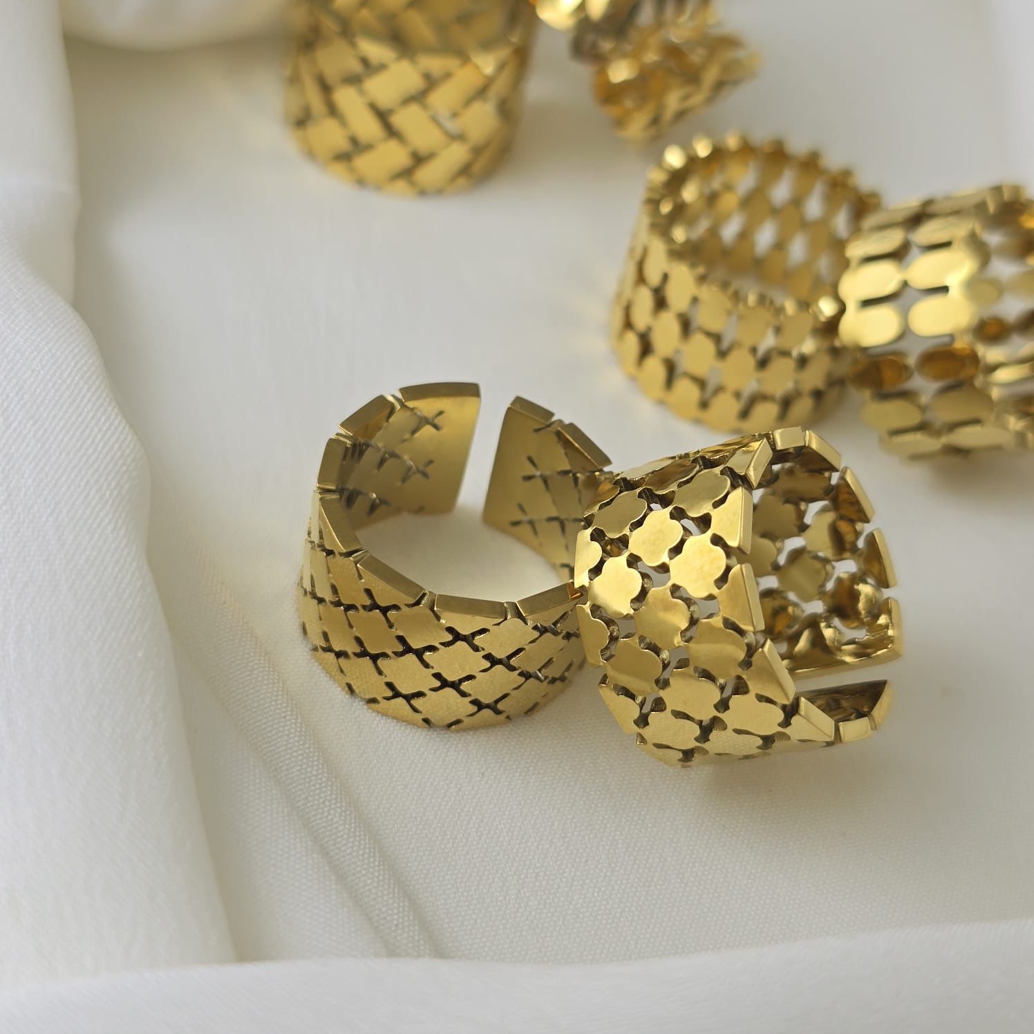 316L Stainless-Steel Gold-Plated Adjustable Rings - Image 2