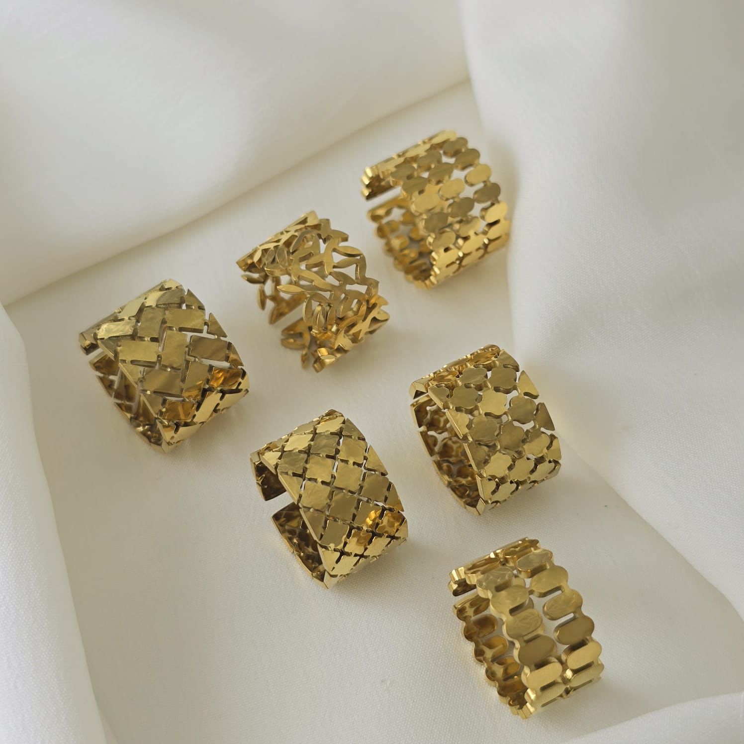 316L Stainless-Steel Gold-Plated Adjustable Rings - Image 4