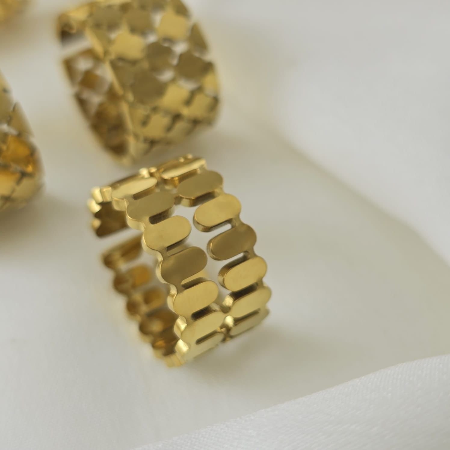 316L Stainless-Steel Gold-Plated Adjustable Rings - Image 5