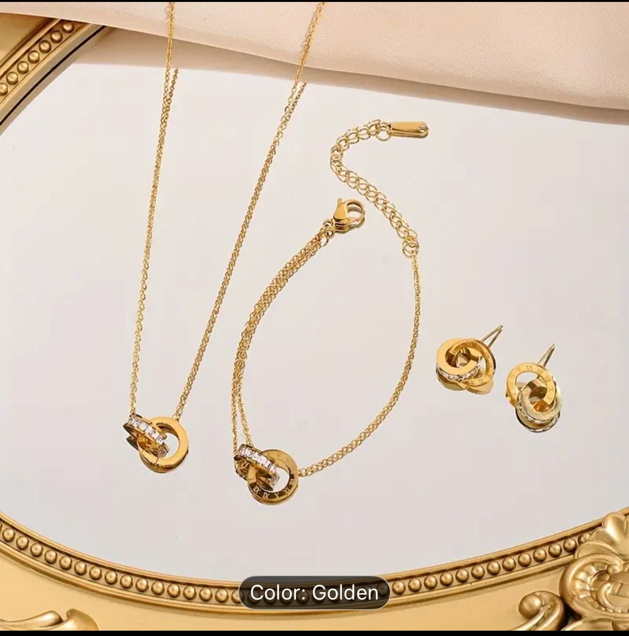 Roman Numerical Jewelry Set Box 316L Stainless-Steel Gold-Plated - Image 4
