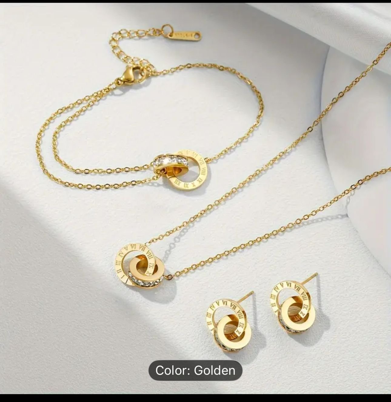 Roman Numerical Jewelry Set Box 316L Stainless-Steel Gold-Plated - Image 5